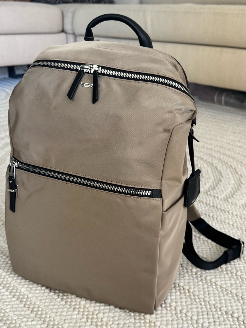Tumi Paige Nylon Leather Travel Laptop Backpack Khaki NWT - Picture 5 of 8